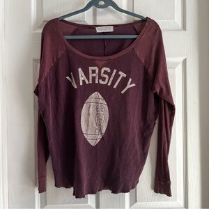 Project Social T Maroon Varsity Long Sleeve Top